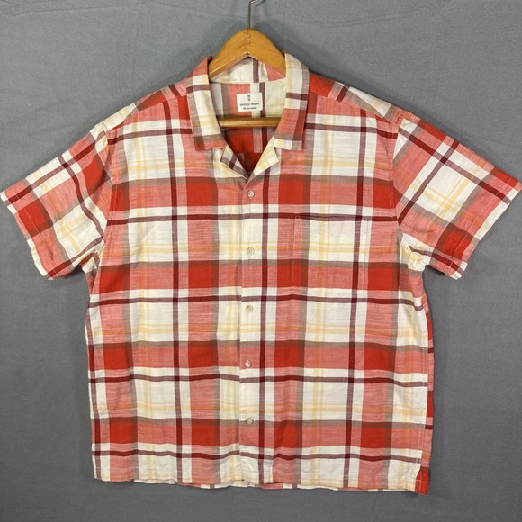 Mutual Weave XXL Mens Plaid Camp Shirt Short Sleeve Button Up Casual - Picture 1 of 9